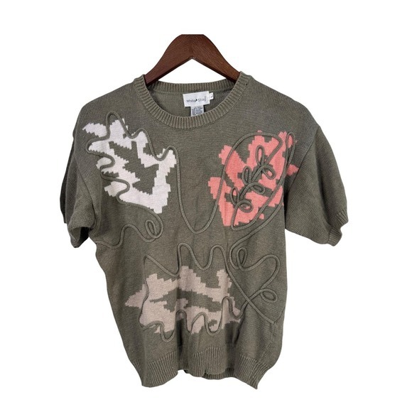 VTG White Stag Women Large Green Knit‎ Sweater Macrame Quirky GrannyCore Casual - Picture 2 of 7